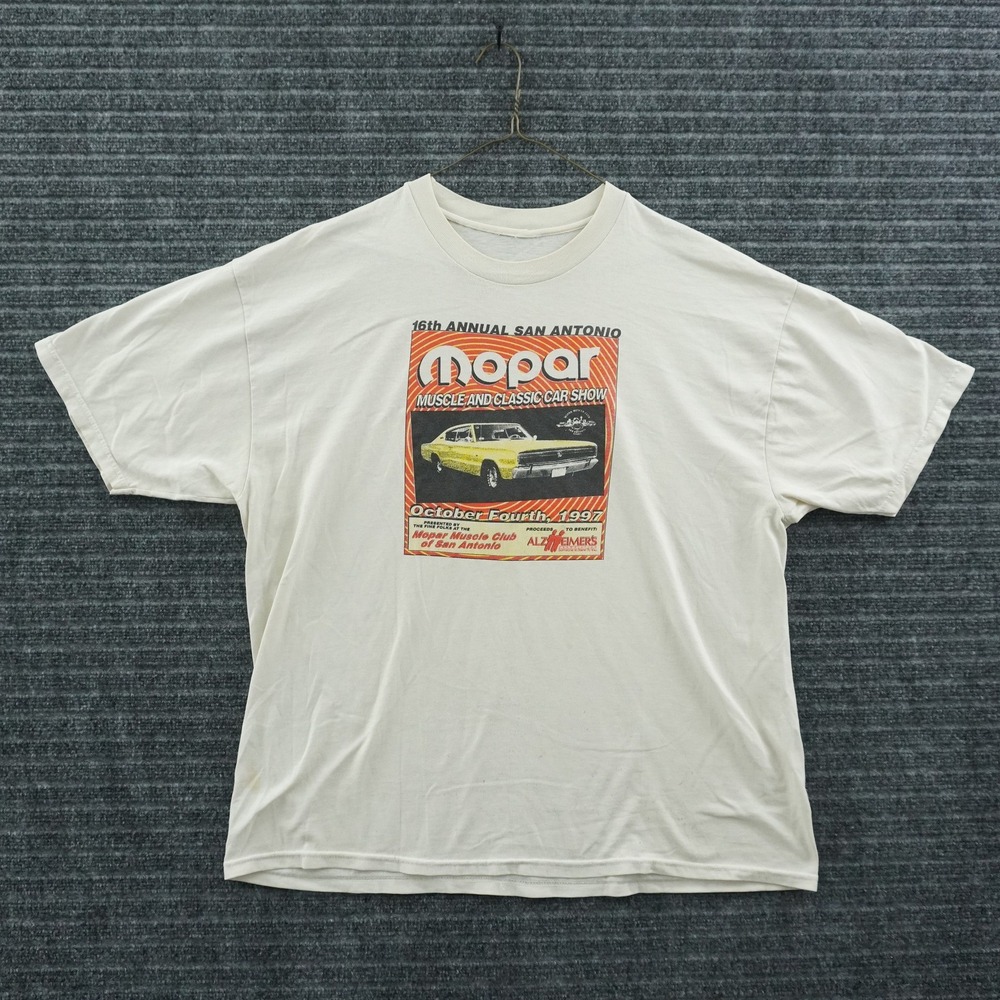 Mopar Muscle Classic Car Show Shirt Mens XL Off-White 1997 San Antonio Vintage